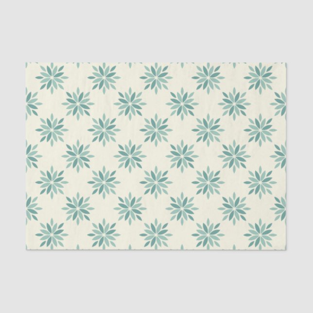 Blue Mums Floral Pattern Tissue Paper (Front)