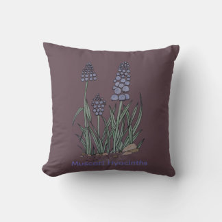 Blue Muscari Hyacinths Throw Pillow