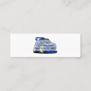 Blue muscle car speed cartoon - Choose back color Mini Business Card