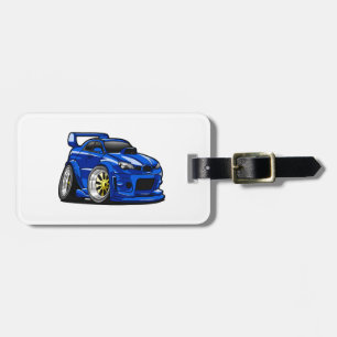 Blue muscle car speed cartoon - Choose back colour Luggage Tag