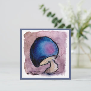Blue Mushroom Watercolor Greeting Card