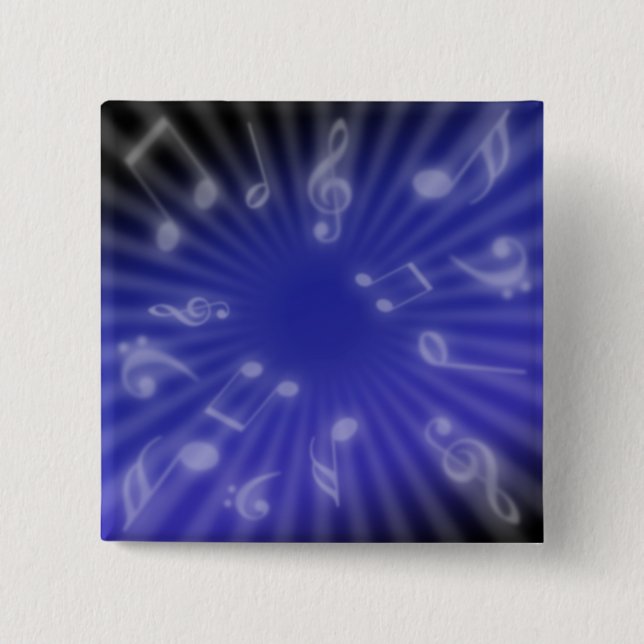 Blue Music 2 Inch Square Button (Front)
