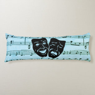 Blue Music Art Unites Theatre Masks  Body Pillow