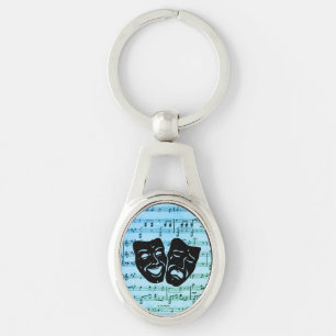 Blue Music Art Unites Theatre Masks Keychain