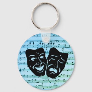 Blue Music Art Unites Theatre Masks  Keychain