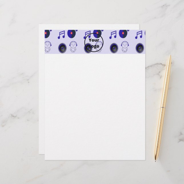 Blue music business pattern letterhead (Front/Back In Situ)