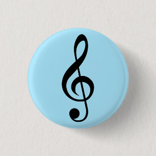 Blue Music Clef badge 1 Inch Round Button