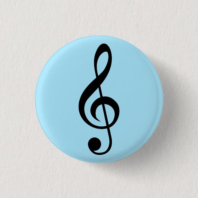 Blue Music Clef badge 1 Inch Round Button (Front)