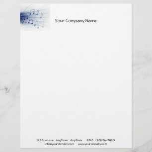 Blue Music Explosion on White Background Letterhead