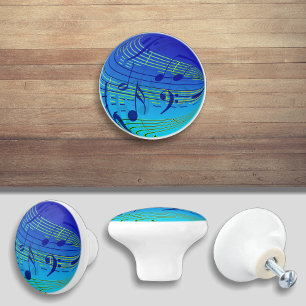 Blue Music Note Door Knob Cabinet Pull
