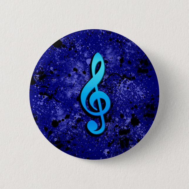 Blue Music Note Symbol - 2 Inch Round Button (Front)