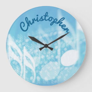 Blue Music Personalized Large Clock