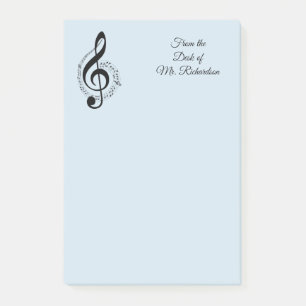 Blue Music Personalized Post it Notes 4x6