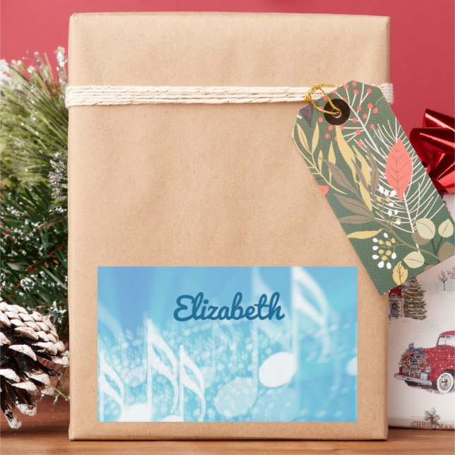 Blue Music Personalized Sticker (Holiday)