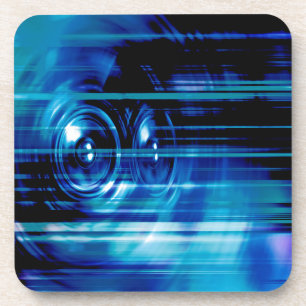Blue music speakers coaster