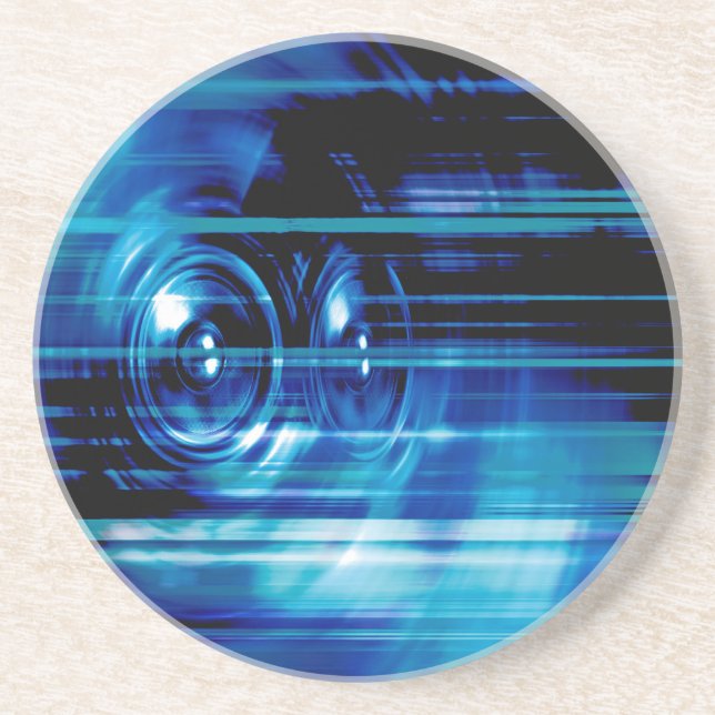 Blue music speakers coaster (Front)