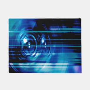 Blue music speakers doormat
