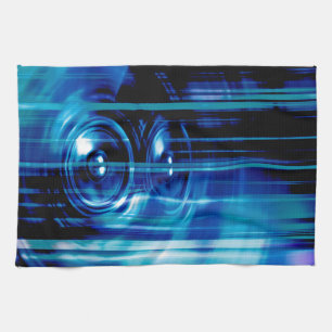Blue music speakers kitchen towel