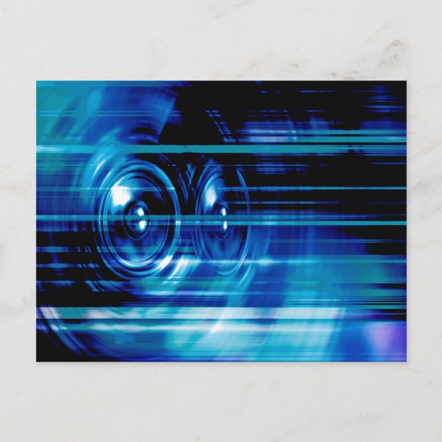 Blue music speakers postcard (Front)
