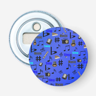 Blue Musical Notes And Instruments, Bottle Opener