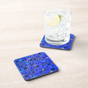 Blue Musical Notes And Instruments, Coaster