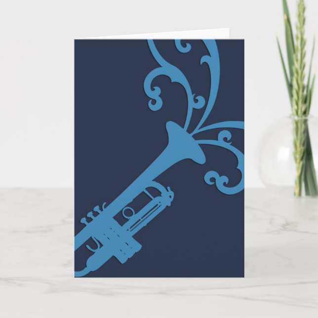 Blue Musical Trombone Card (Front)