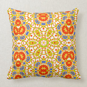 Blue Mustard Orange Outdoor-Indoor M L Throw Pillow