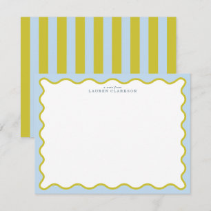 Blue & Mustard Wavy Border Note Card