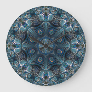 Blue Mysterious Space Mandala Large Clock