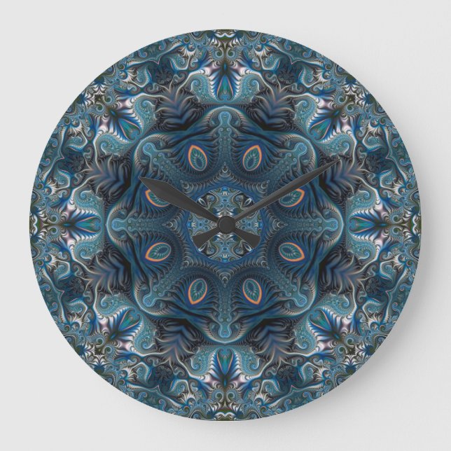 Blue Mysterious Space Mandala Large Clock (Front)