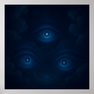 Blue Mystic Energy Eyes Wall Art