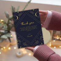 Blue Mystic Horoscope Moon Thank You Card