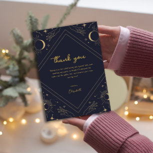 Blue Mystic Horoscope Moon Thank You Card