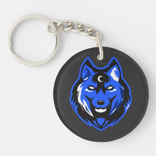 Blue Mystic Wolf Keychain (Front)