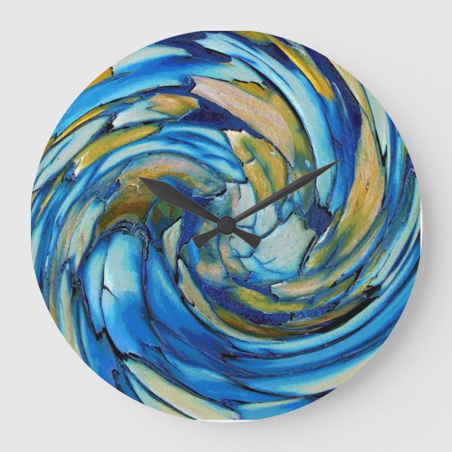 Blue N Gold Dolphin vs Eagle Abstract Wall Clock (Front)