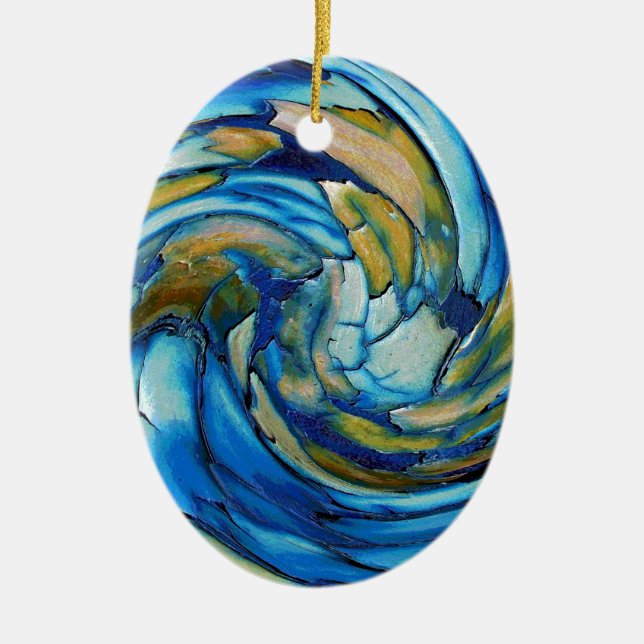 Blue N Gold Dolphin vs Eagle Ornament (Front)