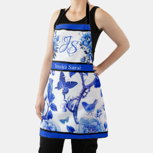 Blue n White Floral Beauty Apron