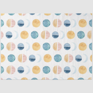 Blue n White Modern Sun n Moon Abstract Decoupage Tissue Paper