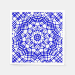 Blue n White Plaid Kaleidoscope Napkin