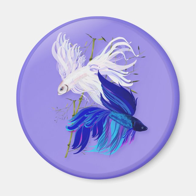 Blue 'n' White Siamese Fighting Fish Magnets (Front)
