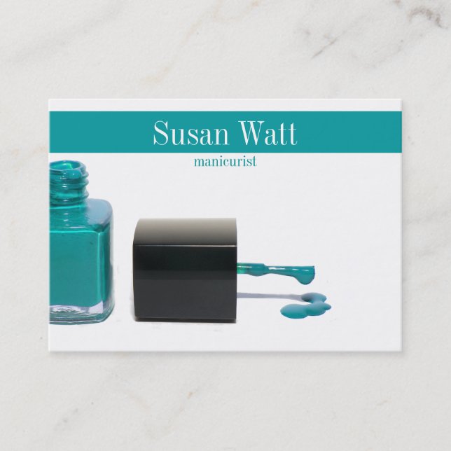 Blue Nail Technician Business Card (Front)