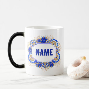 Blue Namaste Personalized Name Monogram Magic Mug