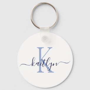 Blue Name Initial Monogram Keychain