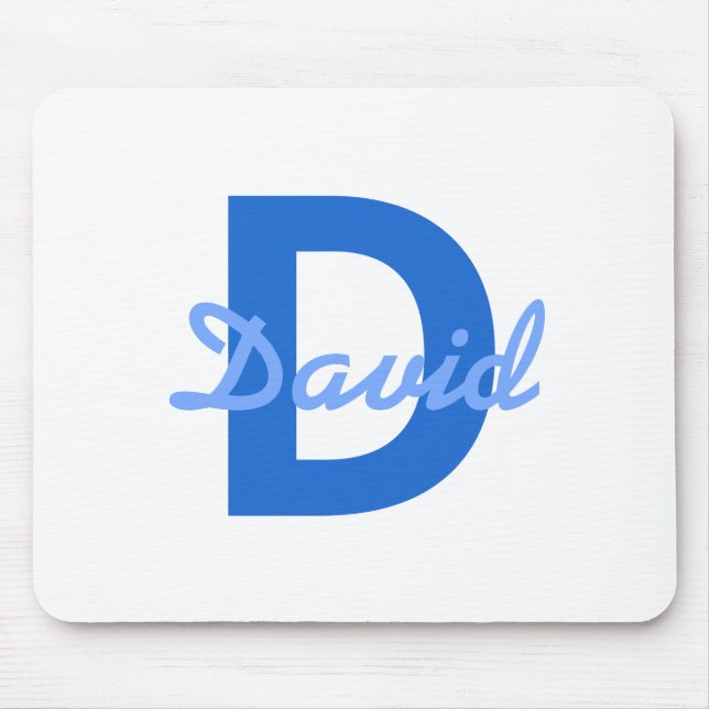 Blue Name & Monogram Mouse Pad (Front)