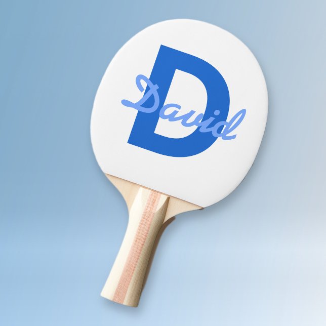 Blue Name & Monogram Ping Pong Paddle (Creator Uploaded)