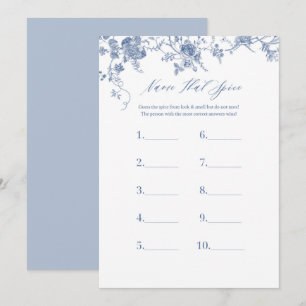 Blue Name That Spice Bridal Shower Game Cards
