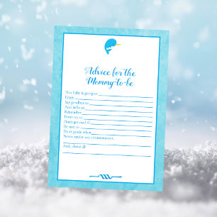 Blue Narwhal Advice For Mom-to-be Baby Shower Game Invitation