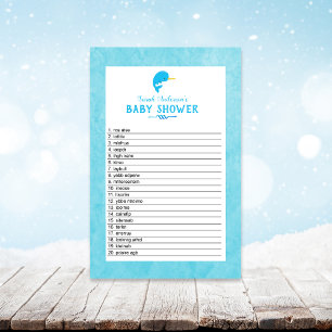 Blue Narwhal Baby Shower Word Scramble Game