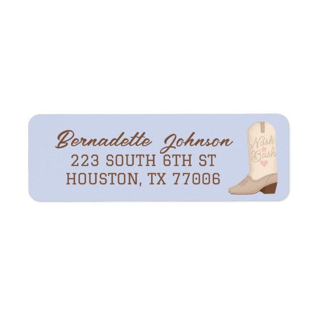 Blue Nash Bash Cowgirl Boot Bachelorette Party Lab (Devant)