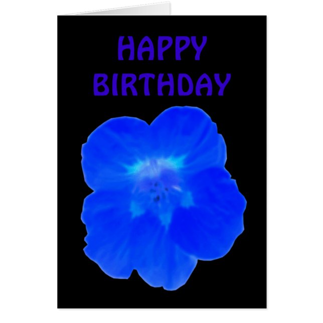 Blue Nasturtium Customizable Birthday Card (Front)
